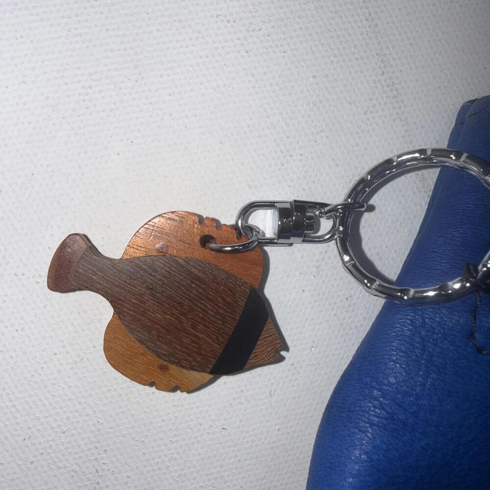 Aloha From Hawaii Dyed Leather Embellished Zip Wristlet Coin Purse Wooden Fish - Picture 5 of 14